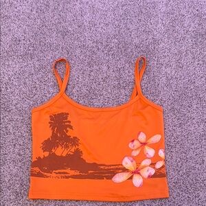 SHEIN Orange Floral Tank Top
